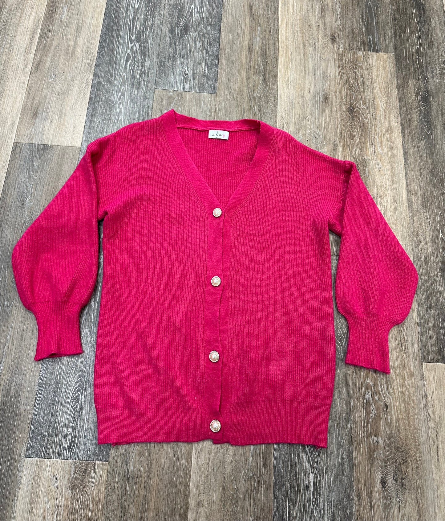 Sweater Cardigan By Clothes Mentor In Pink, Size: L