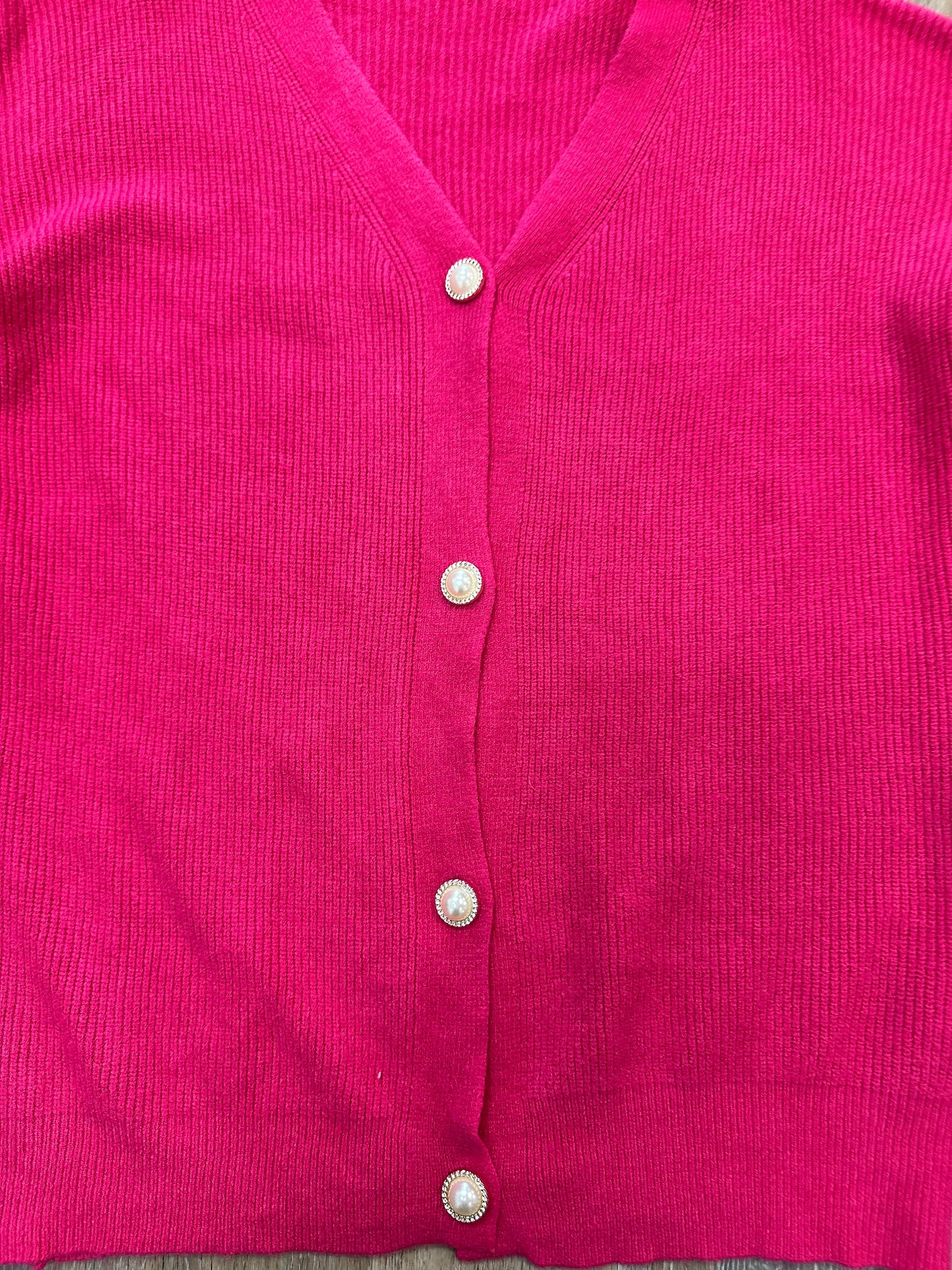 Sweater Cardigan By Clothes Mentor In Pink, Size: L