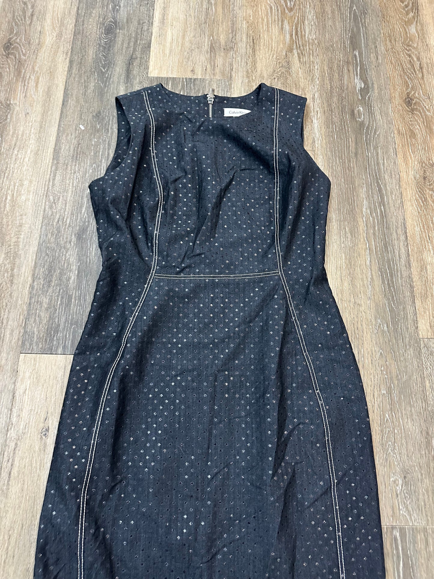 Dress Work By Calvin Klein In Blue Denim, Size: 6