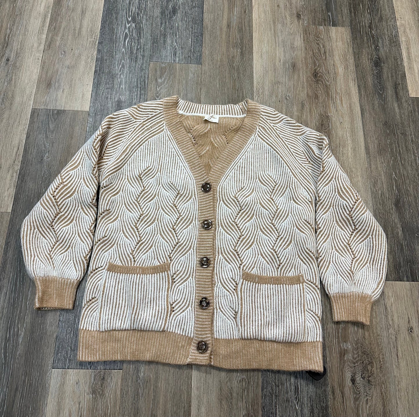 Sweater Cardigan By Allie Rose In Tan, Size: M