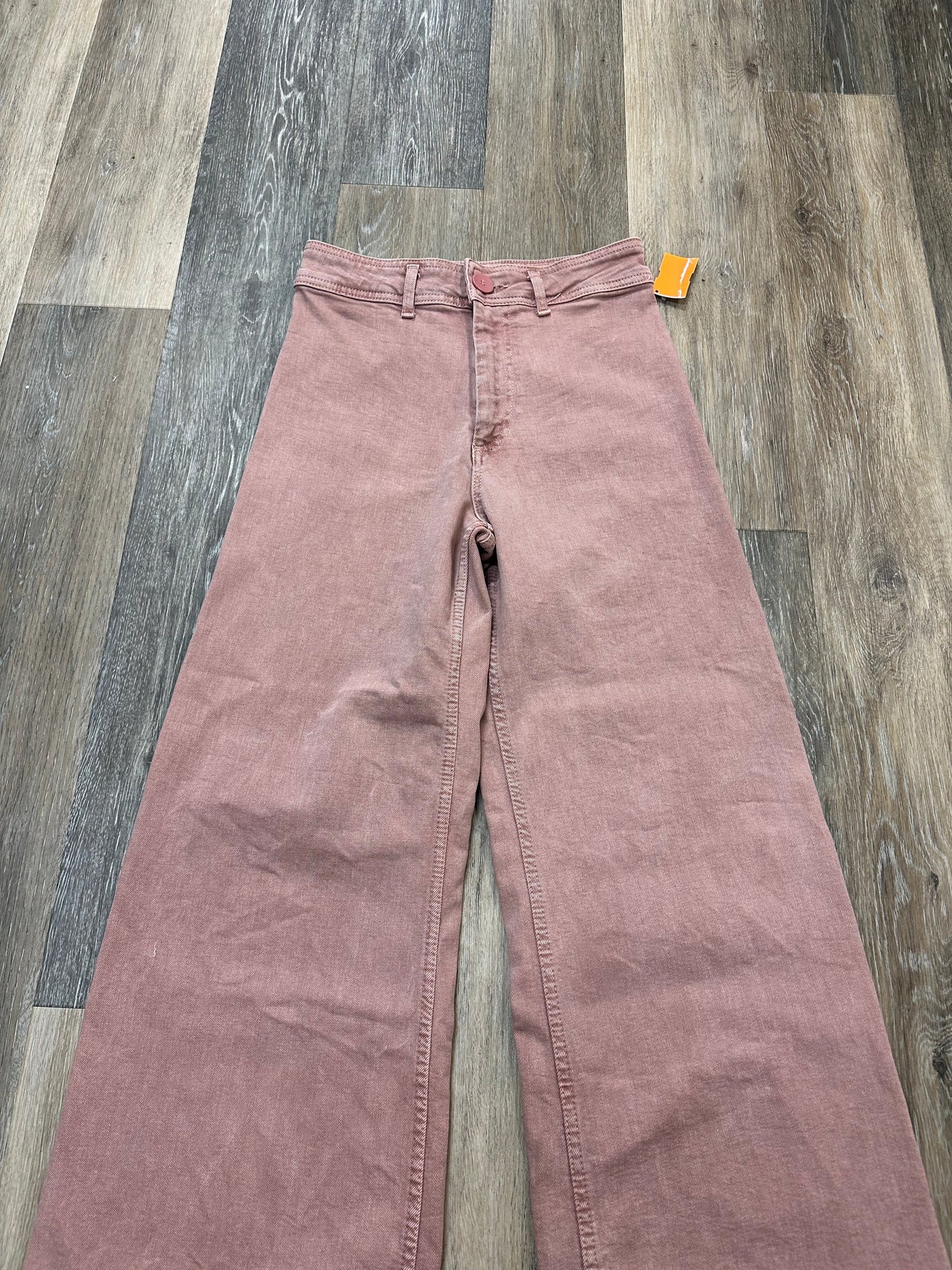 Jeans Wide Leg By Zara In Pink Denim, Size: 4