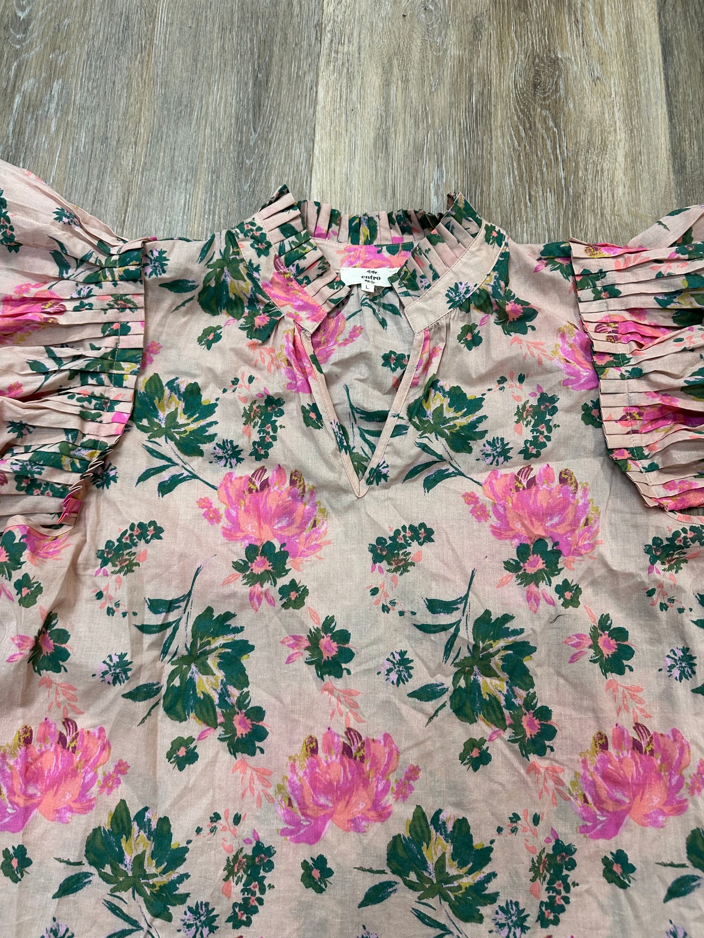 Top Short Sleeve By Entro In Floral Print, Size: L