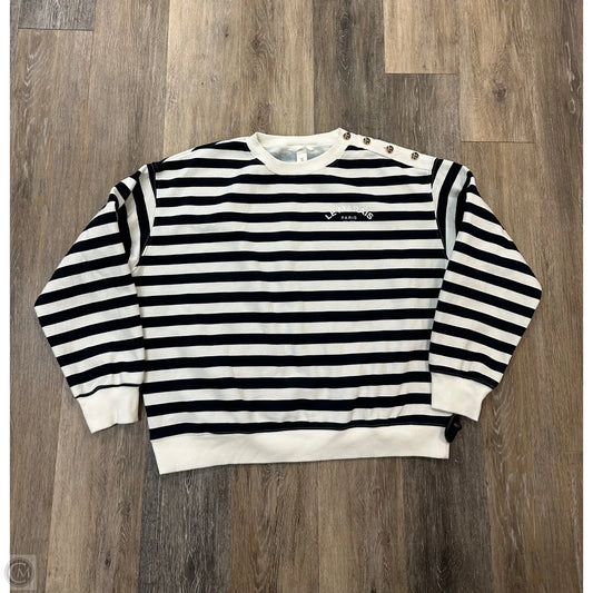 Sweatshirt Crewneck By H&m In Striped Pattern, Size: L