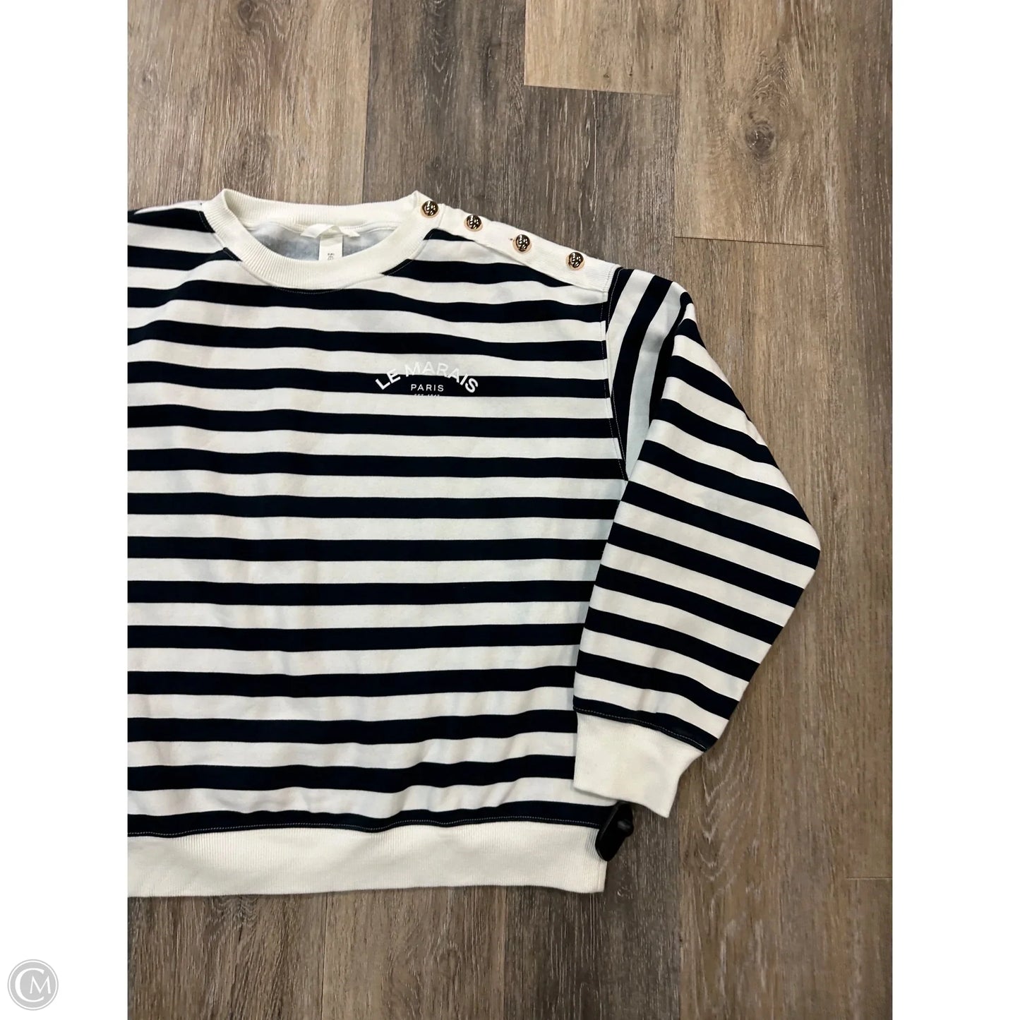 Sweatshirt Crewneck By H&m In Striped Pattern, Size: L
