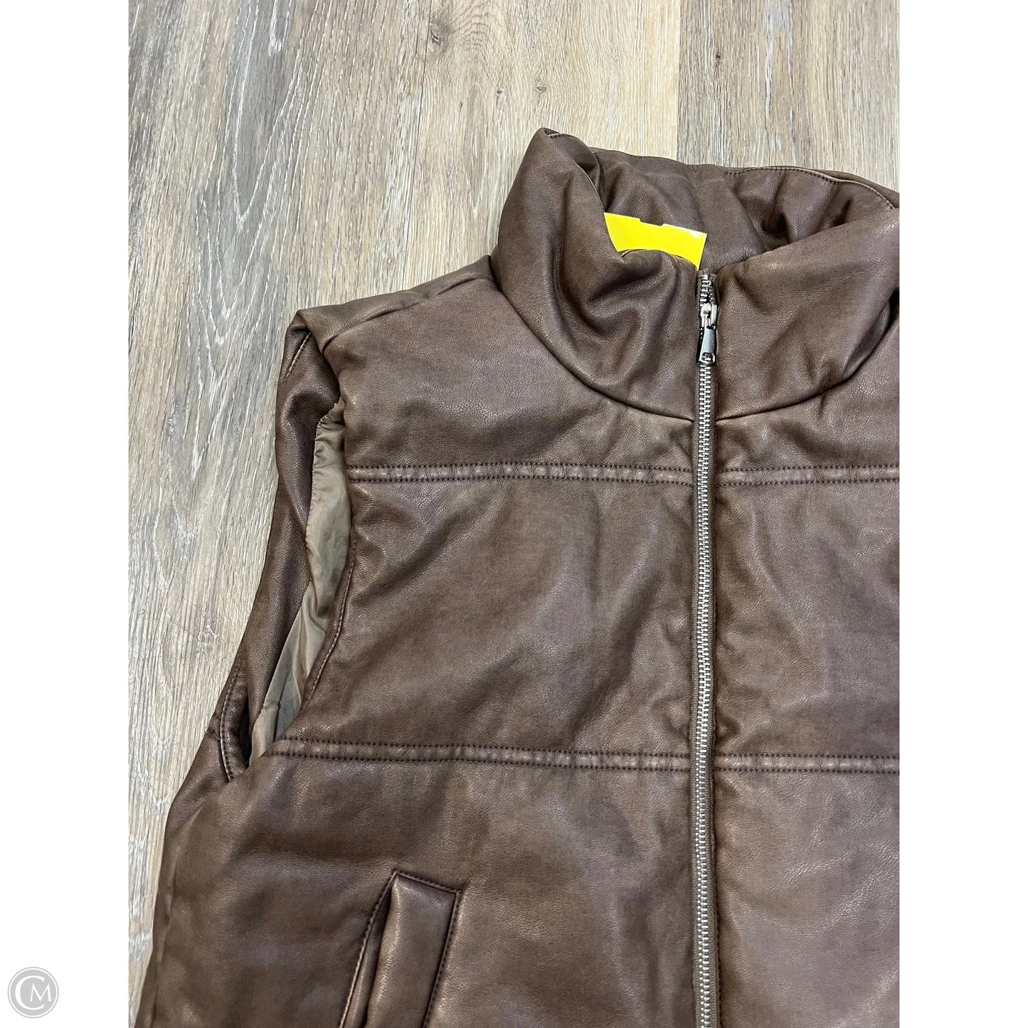 Vest Puffer & Quilted By Be Cool In Brown, Size: M
