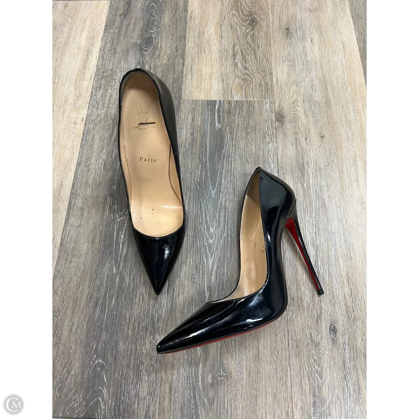 Shoes Luxury Designer By Christian Louboutin In Black, Size: 9.5
