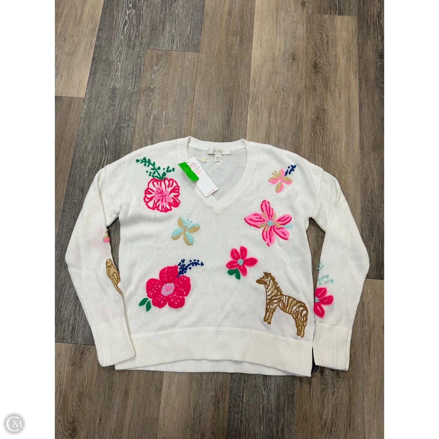 Sweater Cardigan Designer By Lilly Pulitzer In White, Size: S