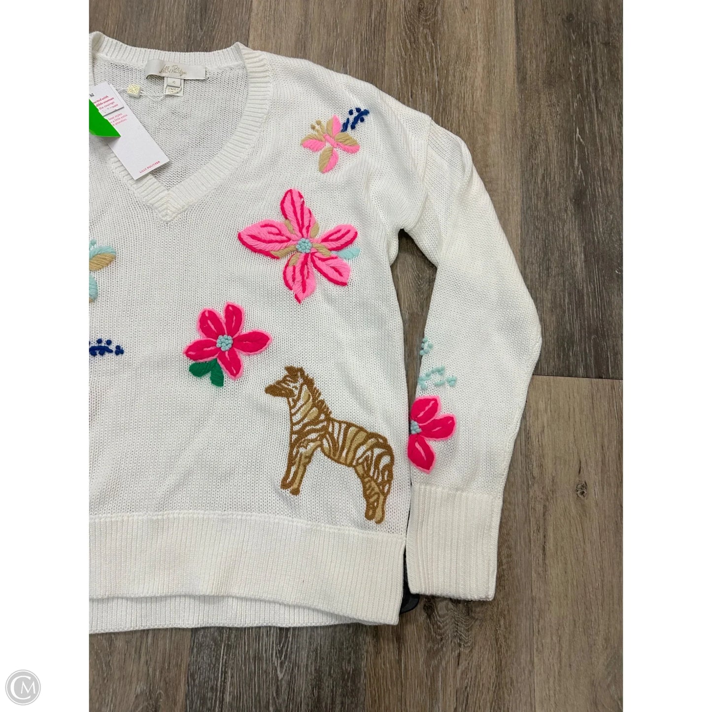 Sweater Cardigan Designer By Lilly Pulitzer In White, Size: S