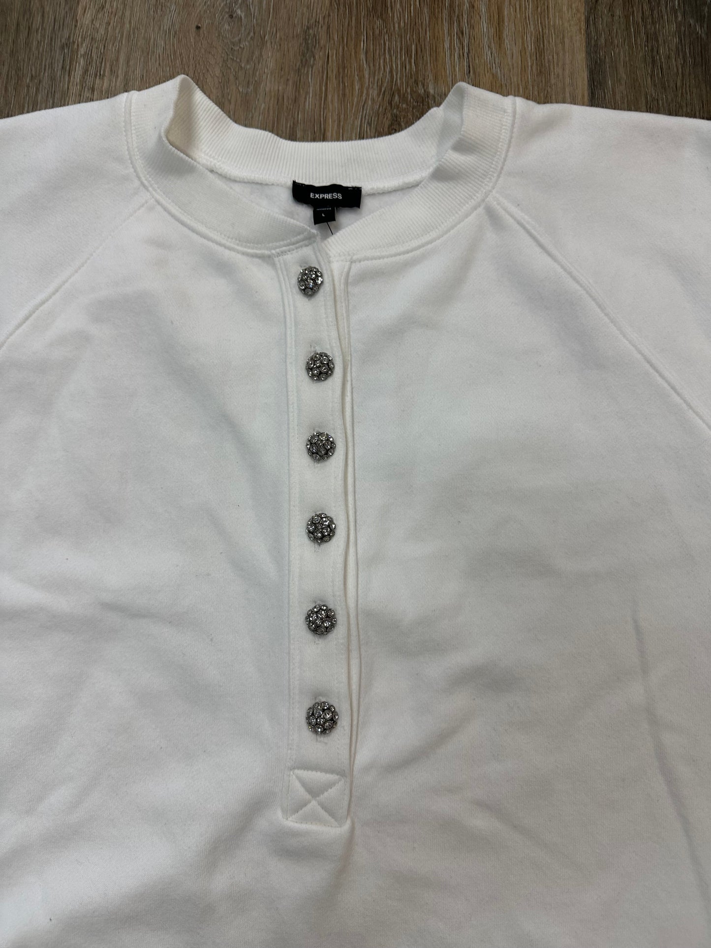 Top Long Sleeve By Express In White, Size: L