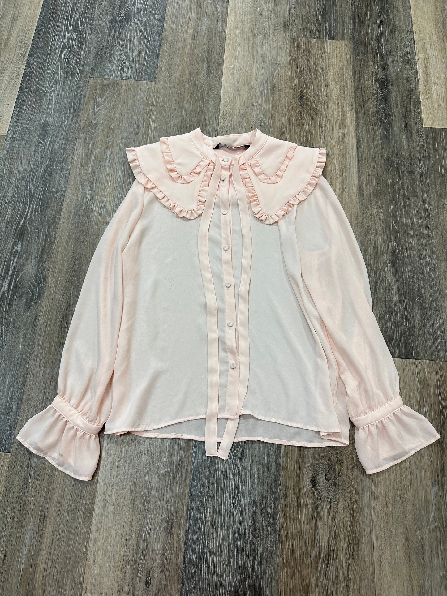 Blouse Long Sleeve By Zara In Pink, Size: S