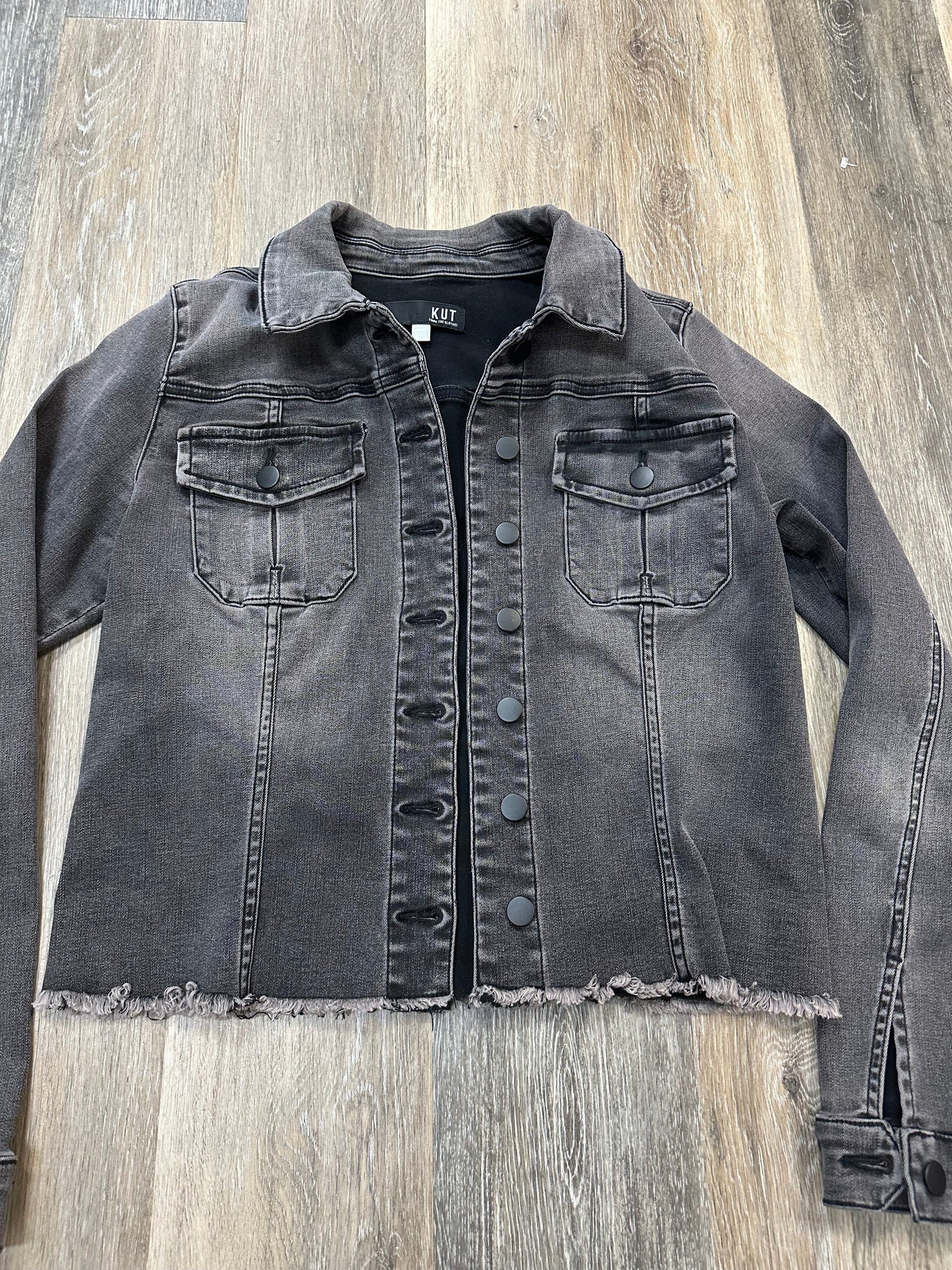 Jacket Denim By Kut In Black Denim, Size: L