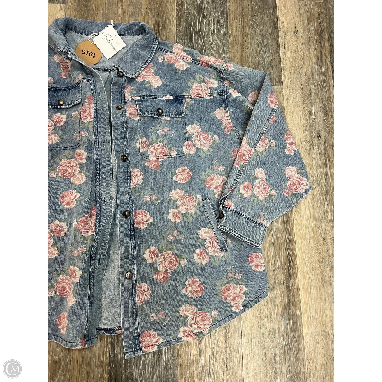 Jacket Denim By Bibi In Floral Print, Size: Xl