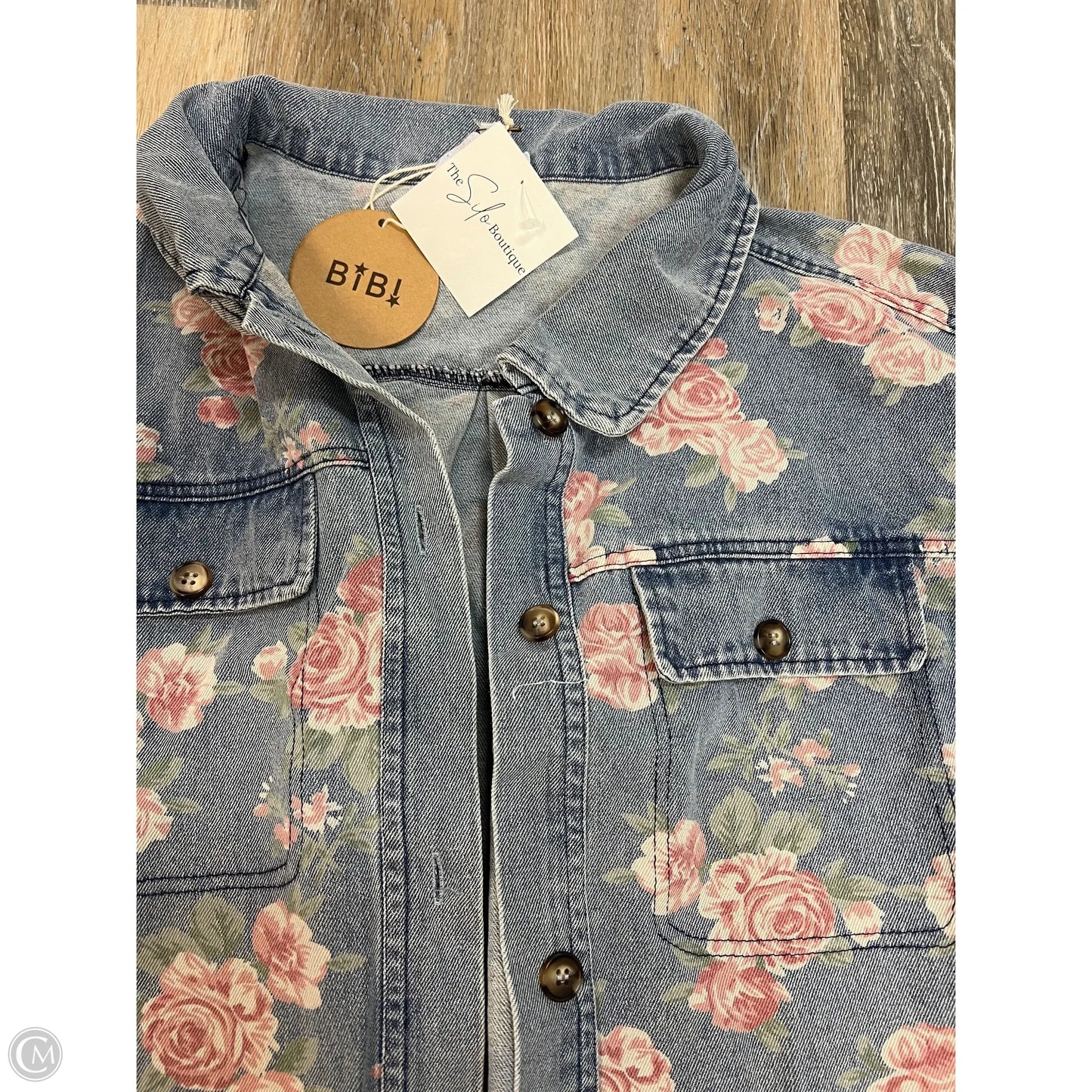 Jacket Denim By Bibi In Floral Print, Size: Xl
