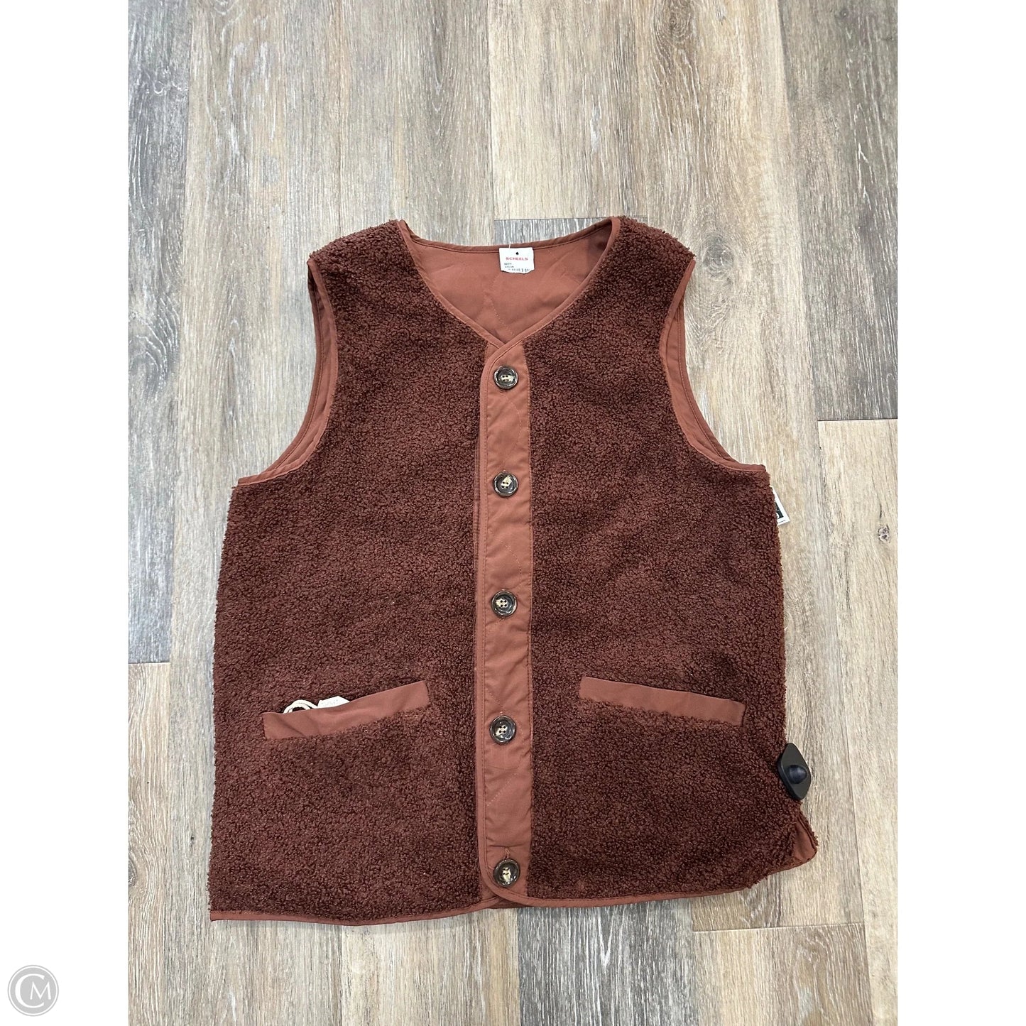 Vest Faux Fur & Sherpa By Hem & Thread In Brown, Size: M