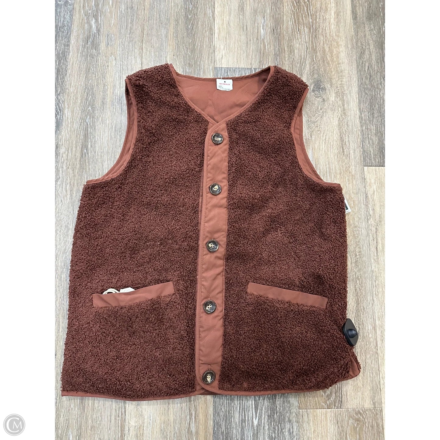 Vest Faux Fur & Sherpa By Hem & Thread In Brown, Size: M