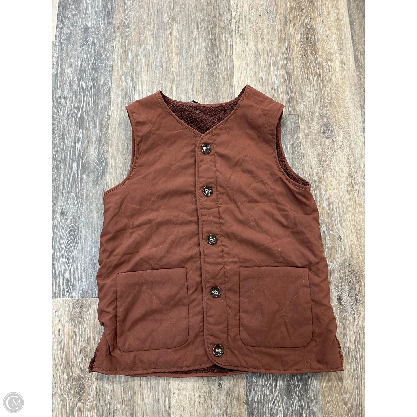 Vest Faux Fur & Sherpa By Hem & Thread In Brown, Size: M