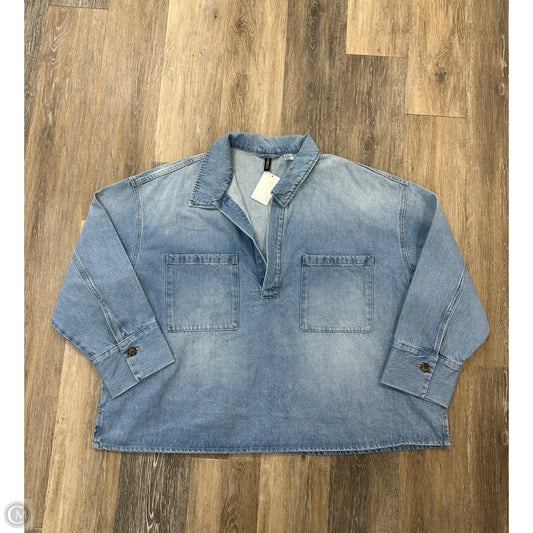 Top LS By Divided In Blue Denim, Size: Xxl