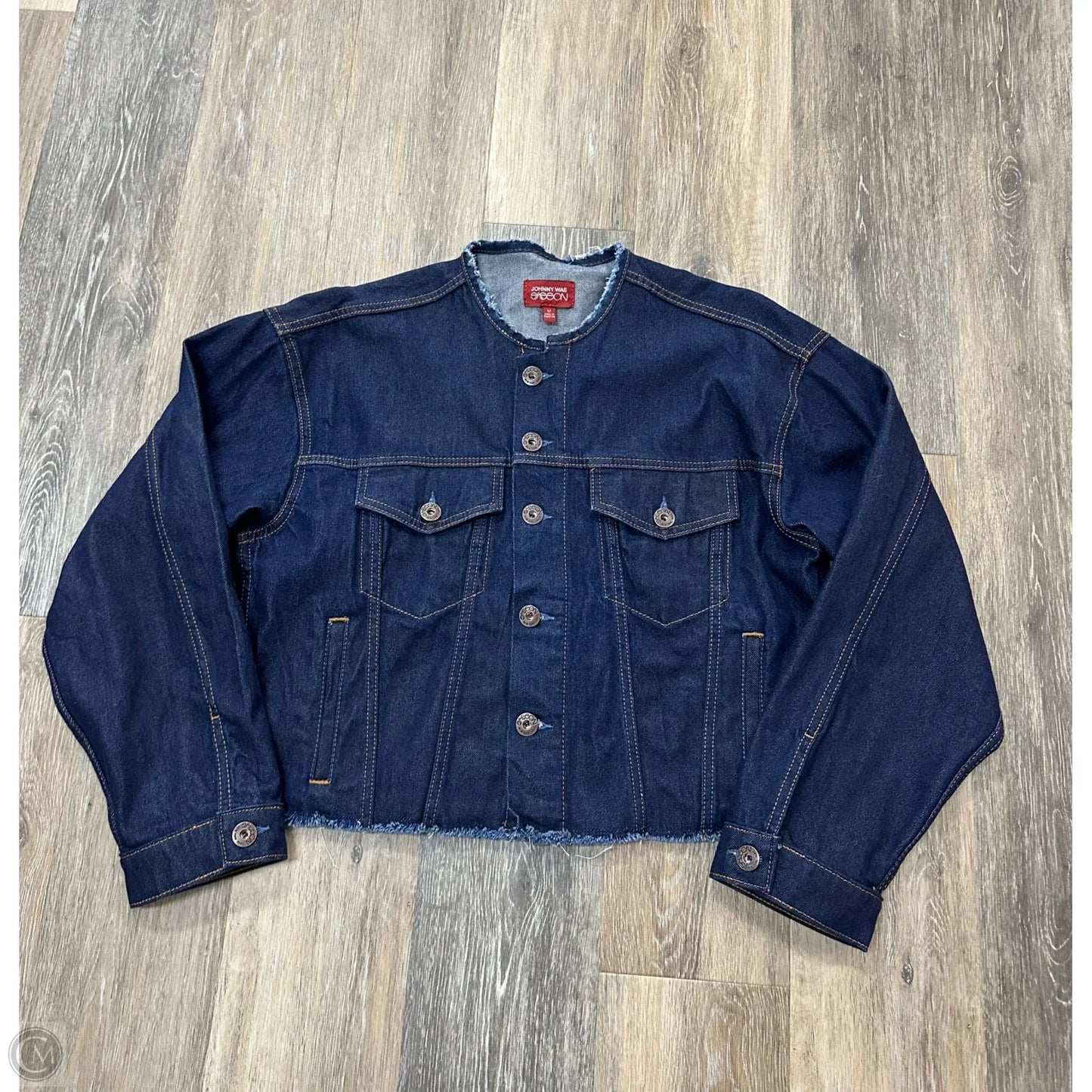 Jacket Denim By Johnny Was In Blue Denim, Size: M