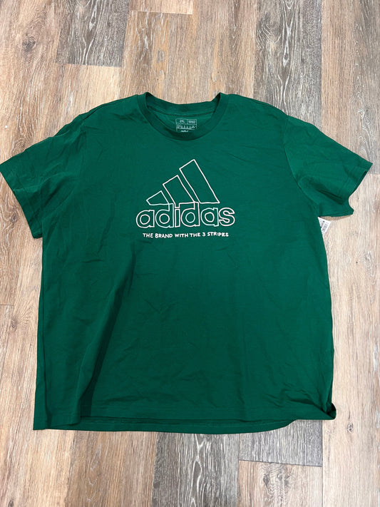 Athletic Top Short Sleeve By Adidas In Green, Size: 2x