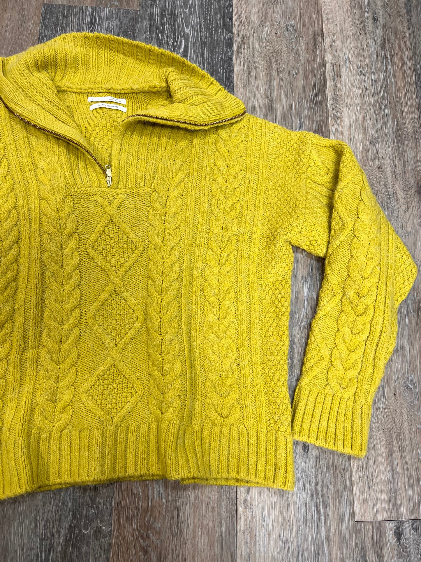 Sweater By Anthropologie In Yellow, Size: L