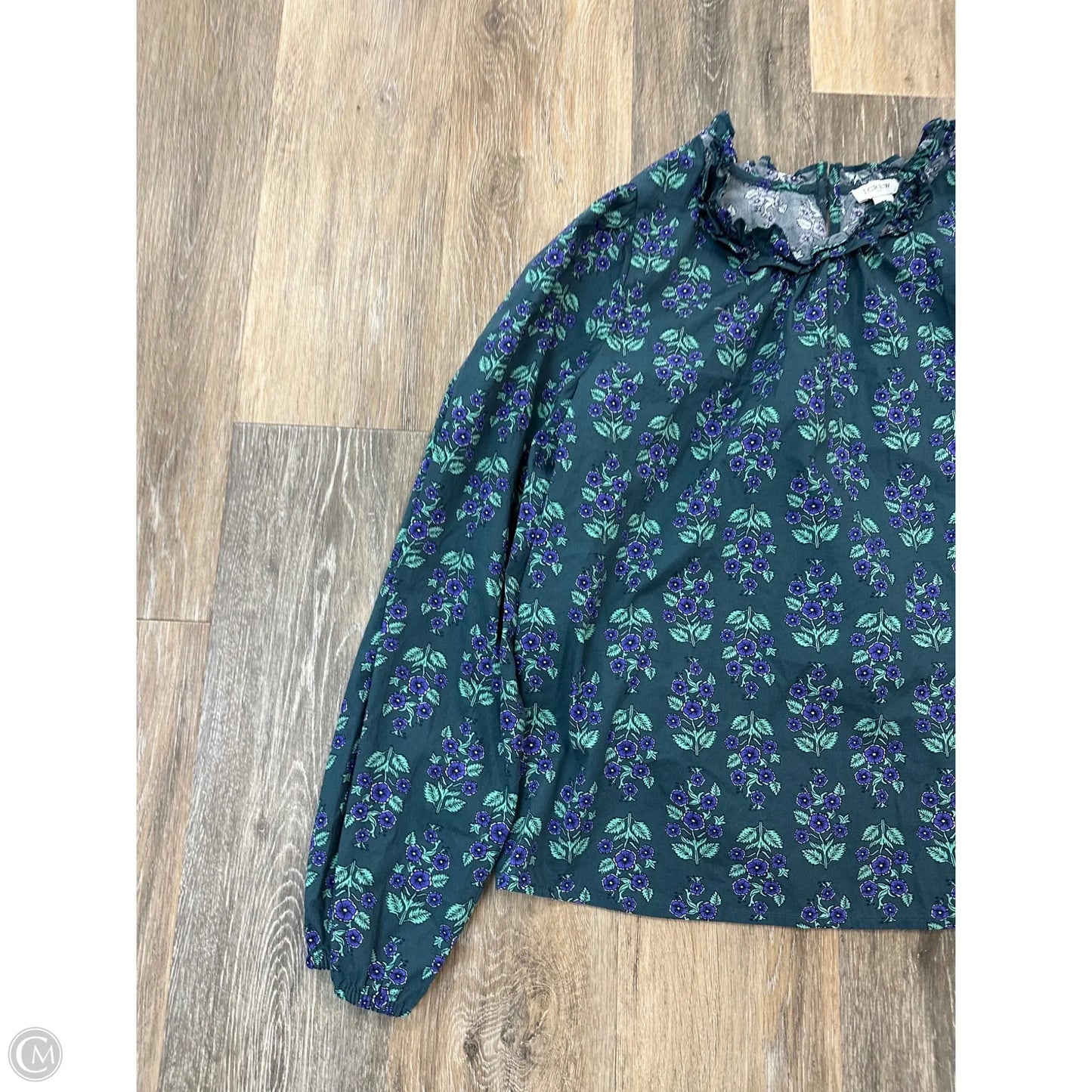 Blouse Long Sleeve By J. Crew In Green, Size: M