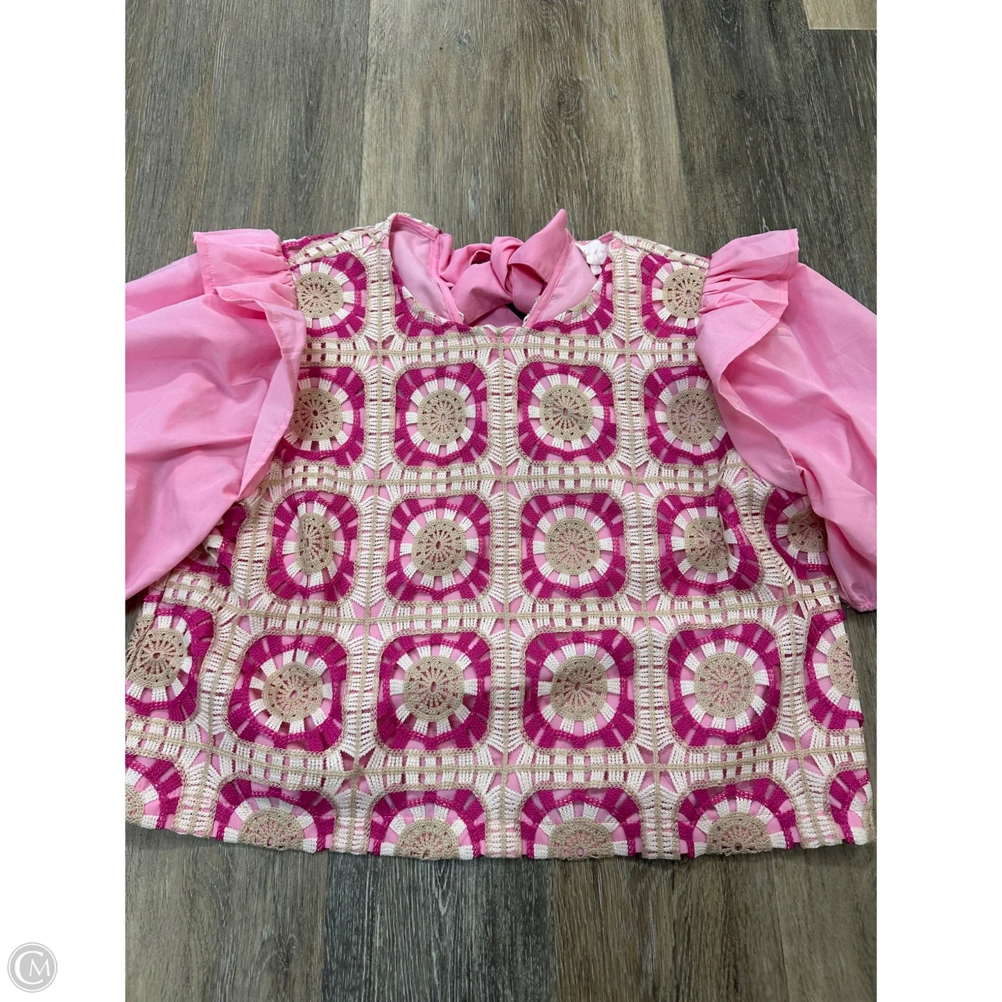 Blouse Short Sleeve By Entro In Pink, Size: L