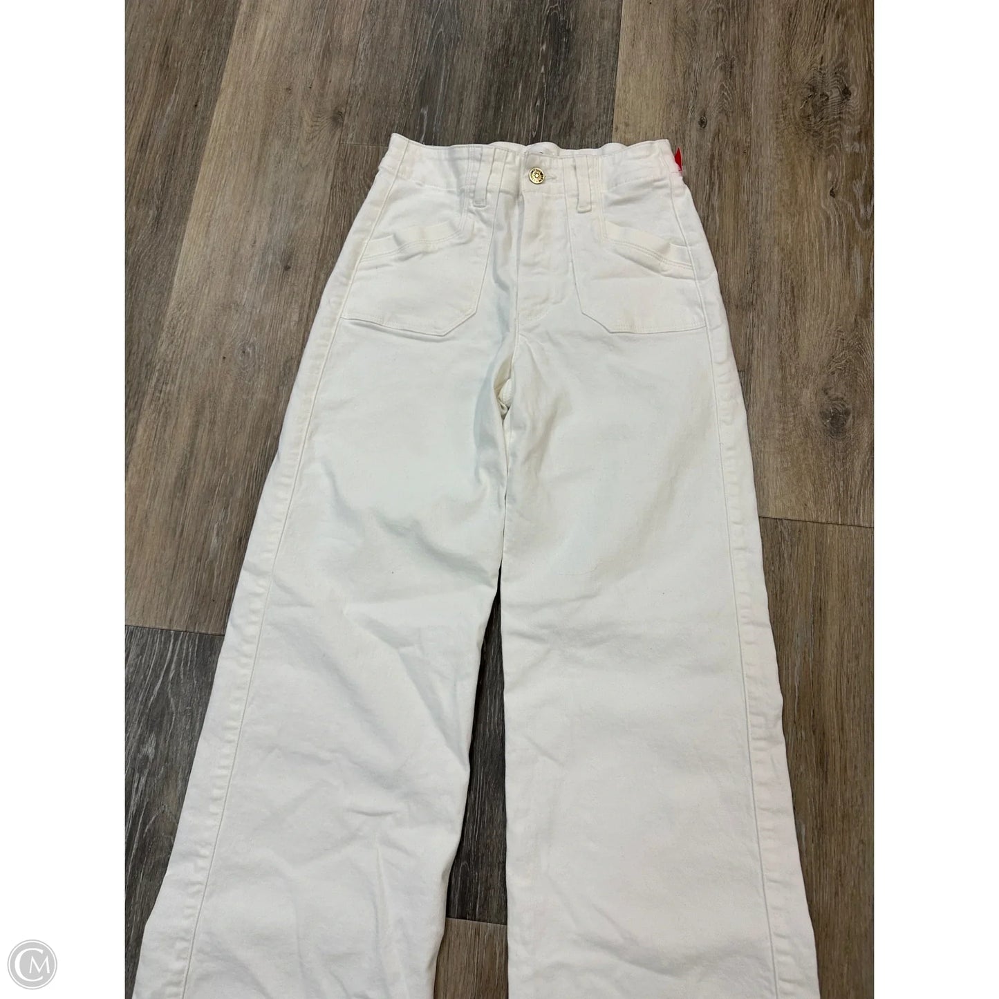Jeans Wide Leg By Paige In White Denim, Size: 0/24