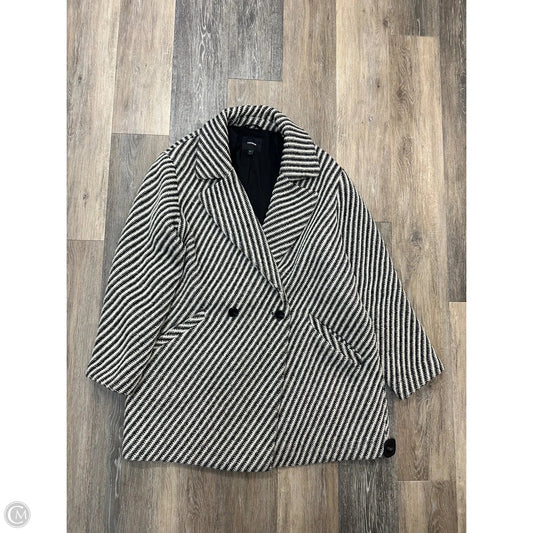 Coat Peacoat By Express In Striped Pattern, Size: L