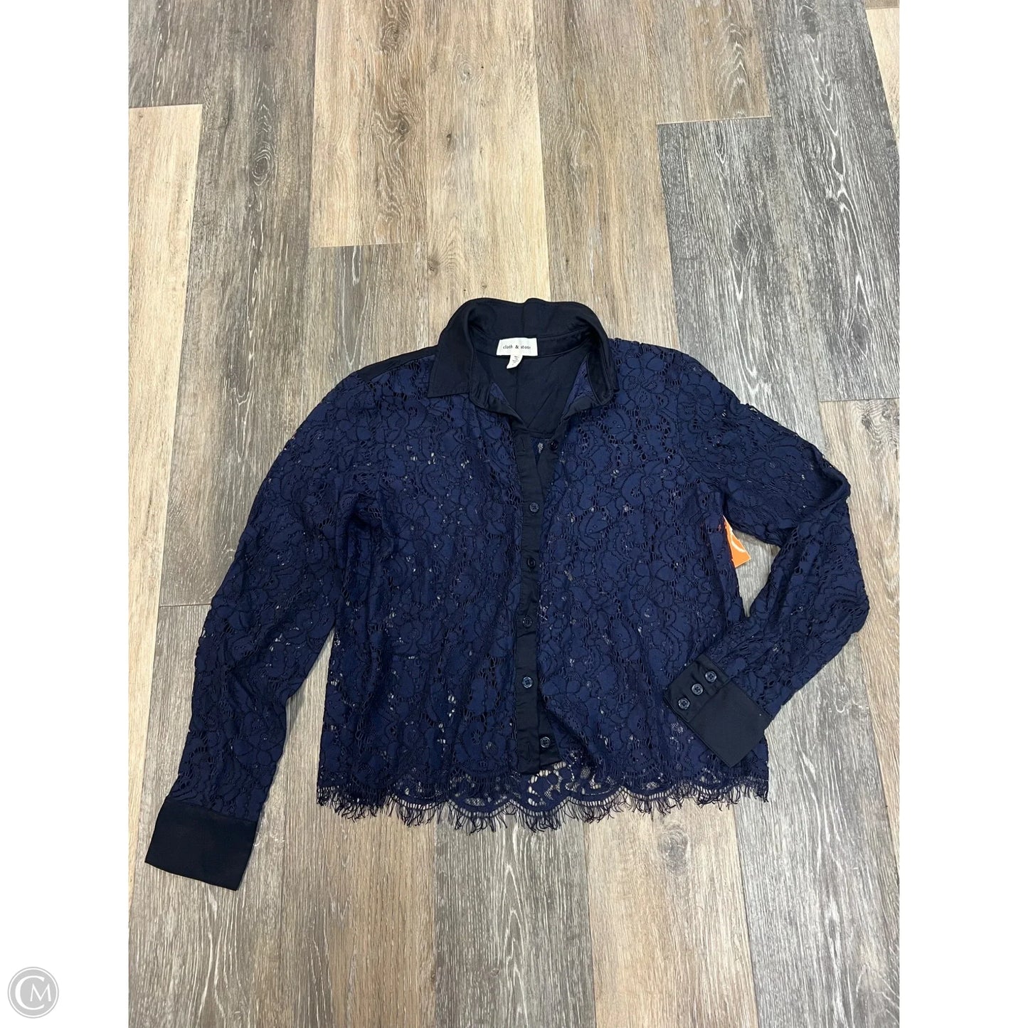 Blouse Long Sleeve By Cloth & Stone In Navy, Size: S