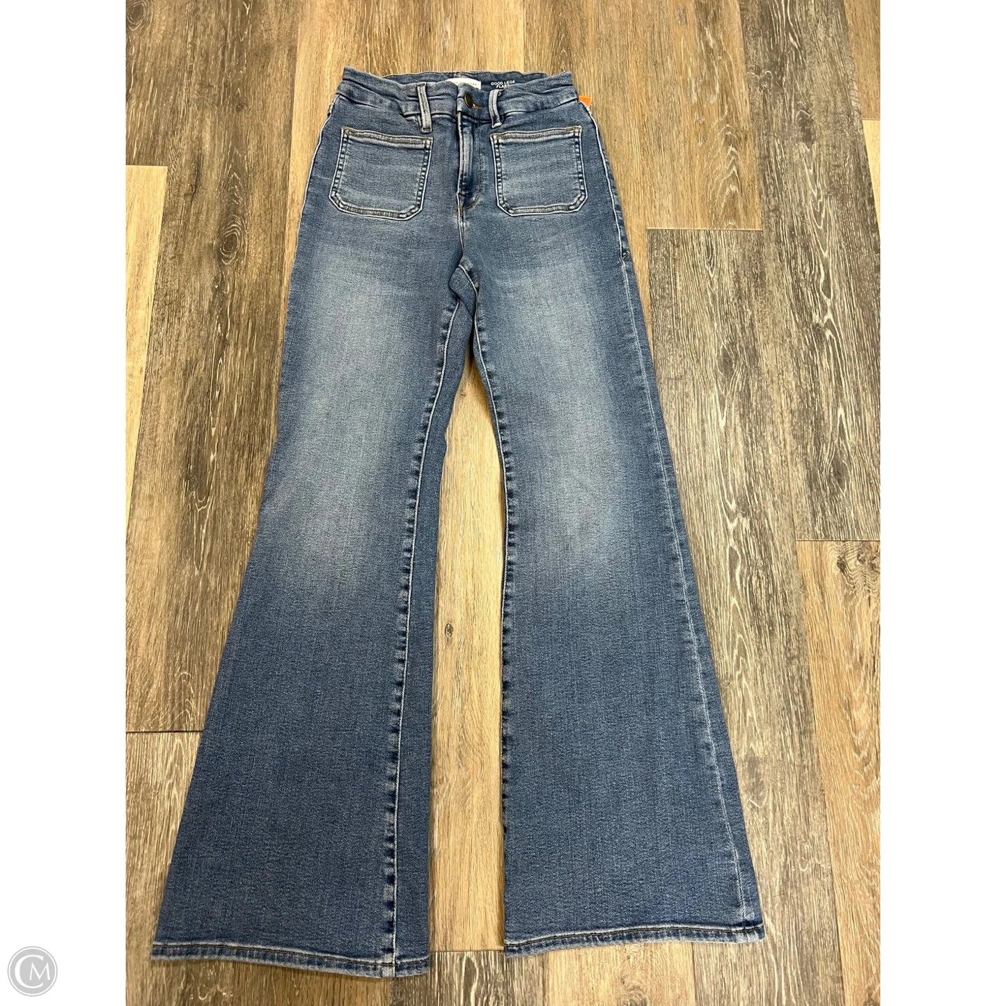 Jeans Flared By Good American In Blue Denim, Size: 4