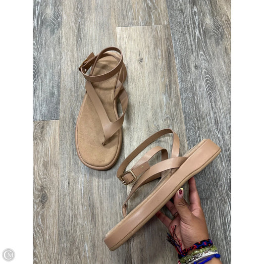 -Sandals Flip Flops By Mng In Tan, Size: 11