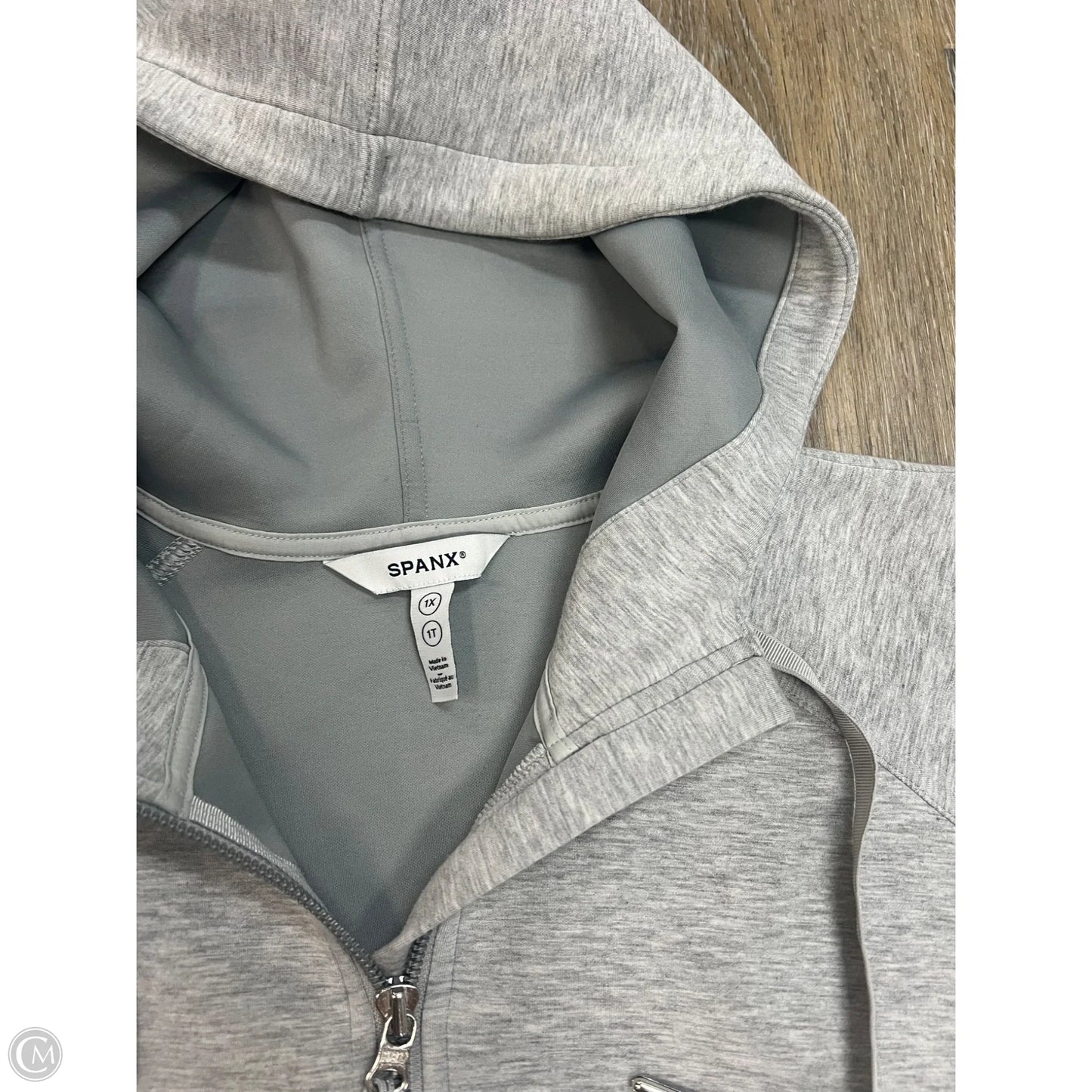 Sweatshirt Hoodie By Spanx In Grey, Size: 1x