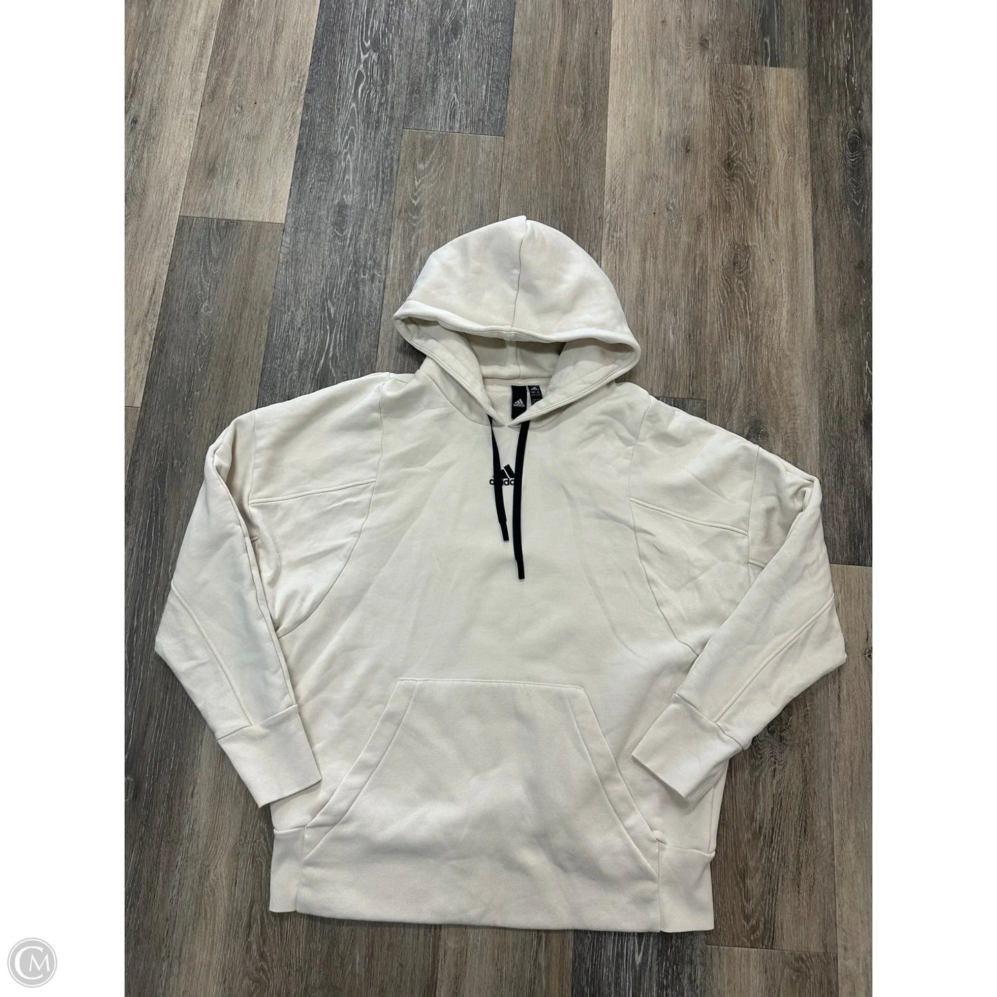 Athletic Sweatshirt Hoodie By Adidas In Cream, Size: L