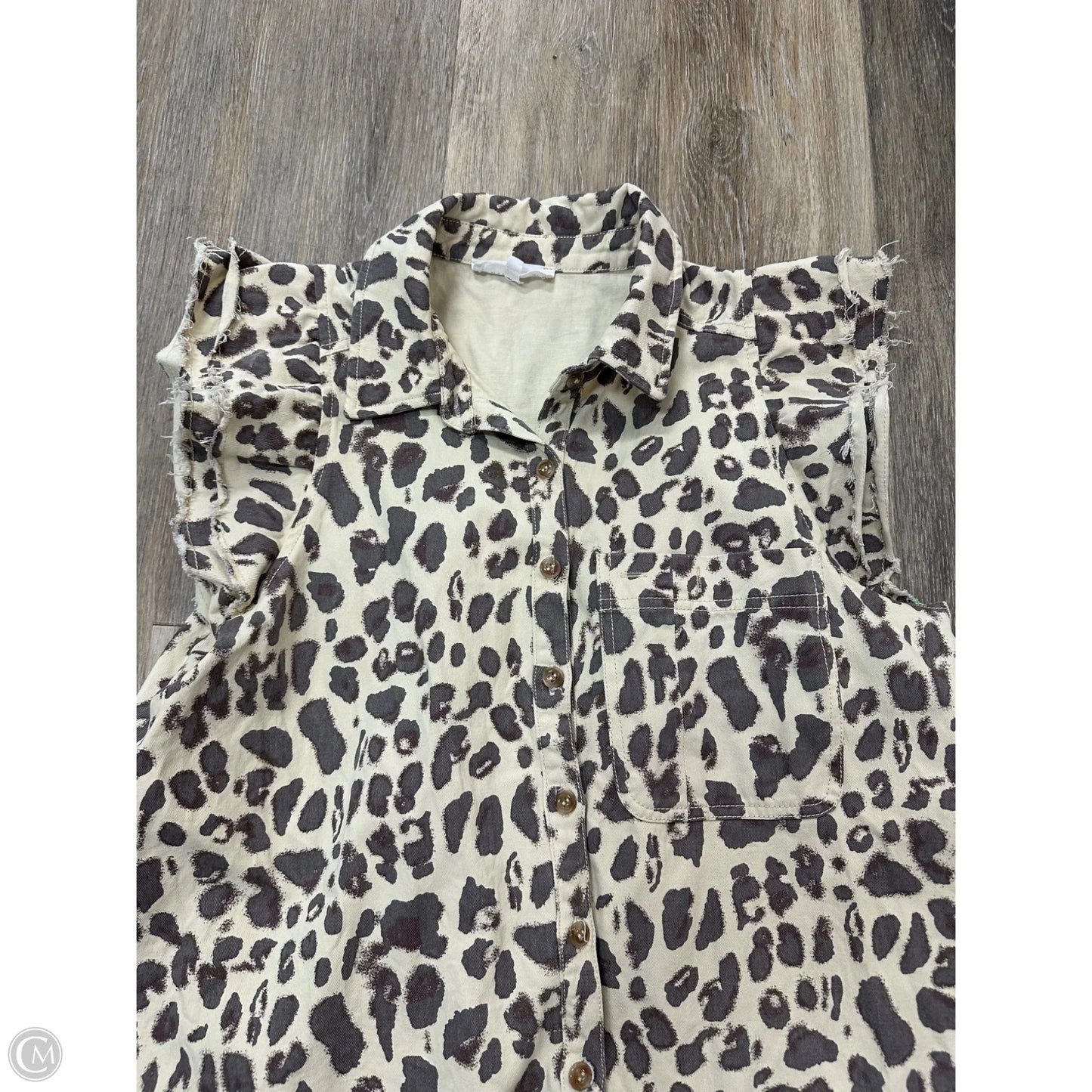 Blouse Short Sleeve By Entro In Animal Print, Size: L
