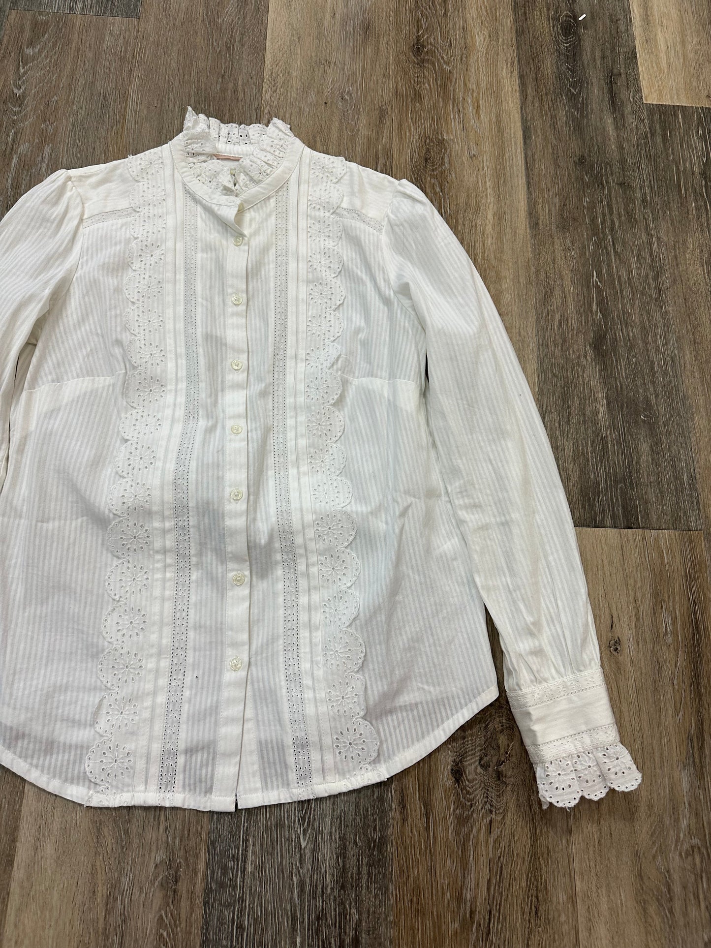 Blouse Long Sleeve By Boden In White, Size: 4