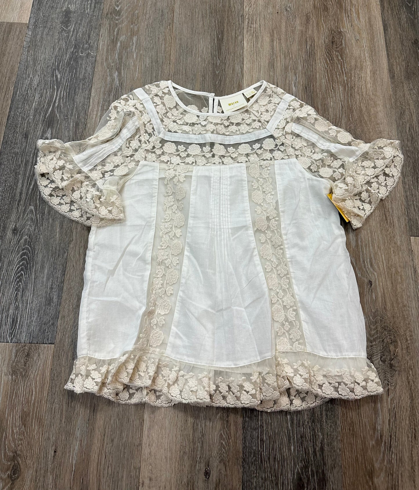 Blouse Short Sleeve By Maeve In Cream, Size: 2