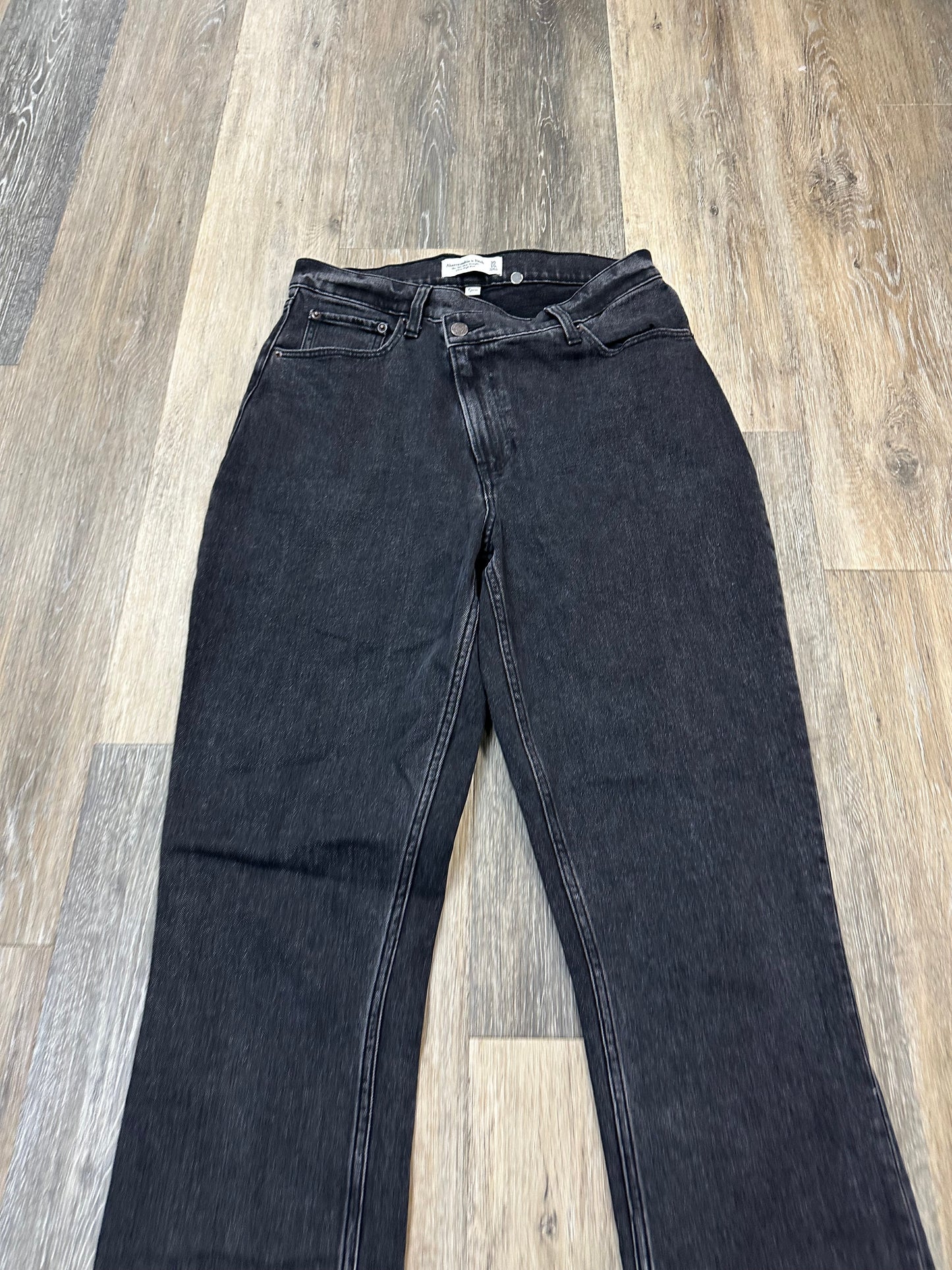 Jeans Straight By Abercrombie And Fitch In Black Denim, Size: 10l