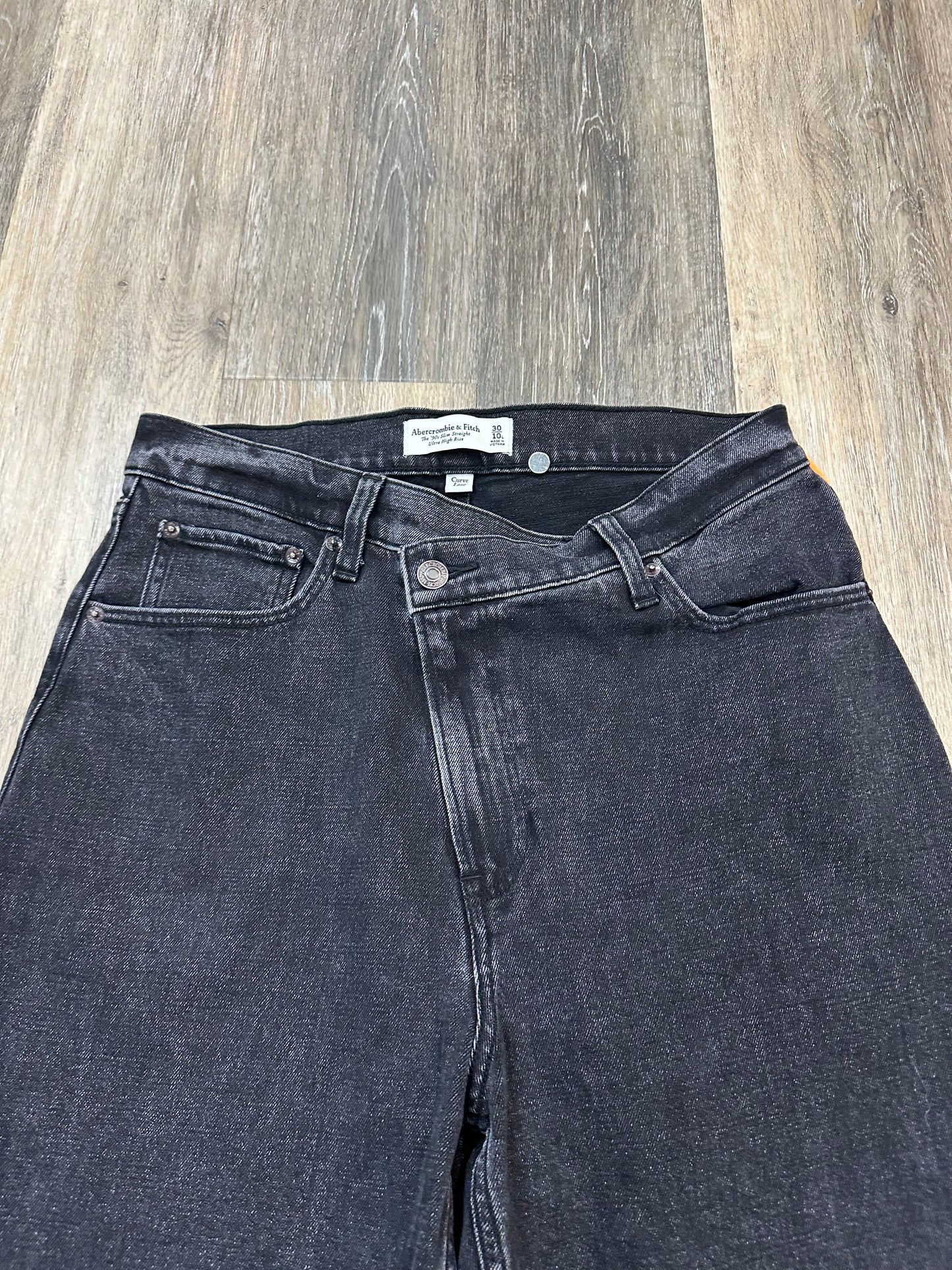 Jeans Straight By Abercrombie And Fitch In Black Denim, Size: 10l