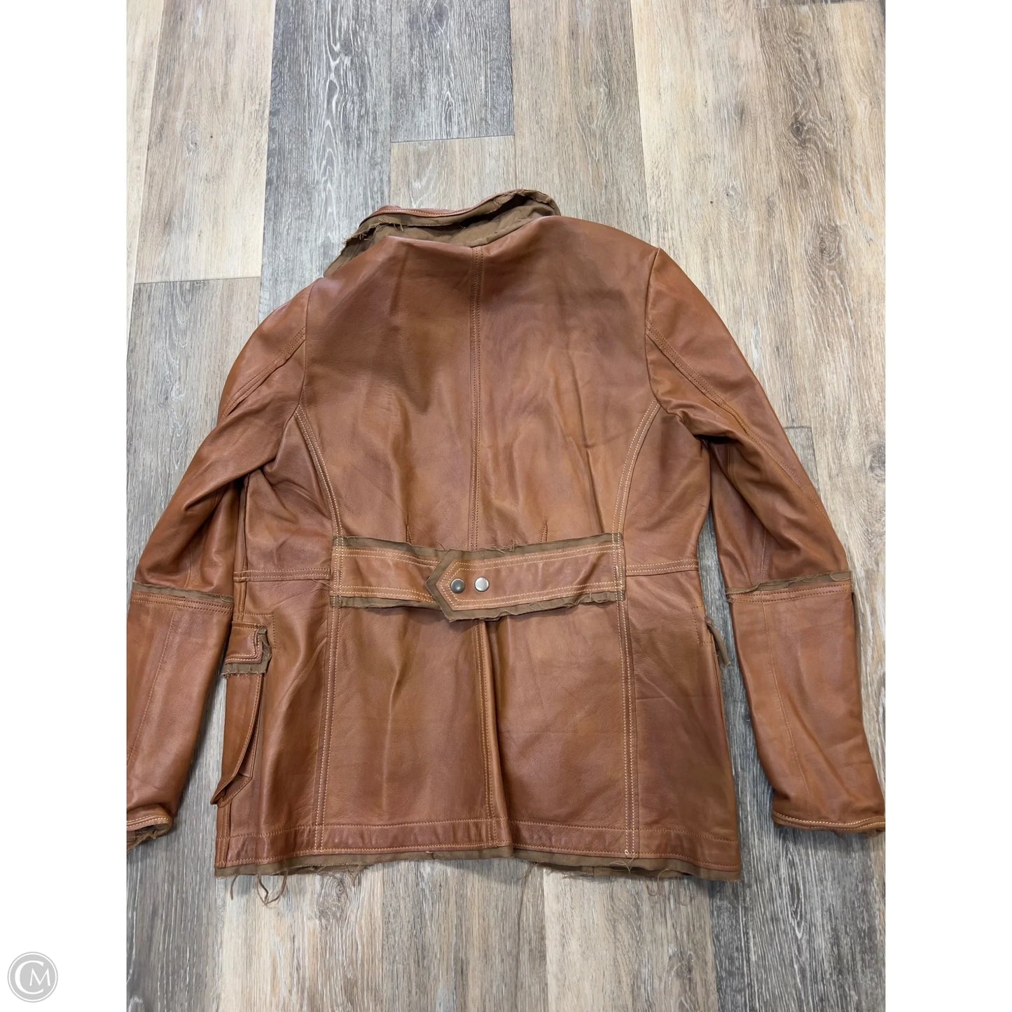 Jacket Leather Designer By JAKETT In Brown, Size: Xs