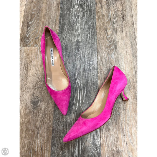 Shoes Luxury Designer By Manolo Blahnik In Pink, Size: 8/38