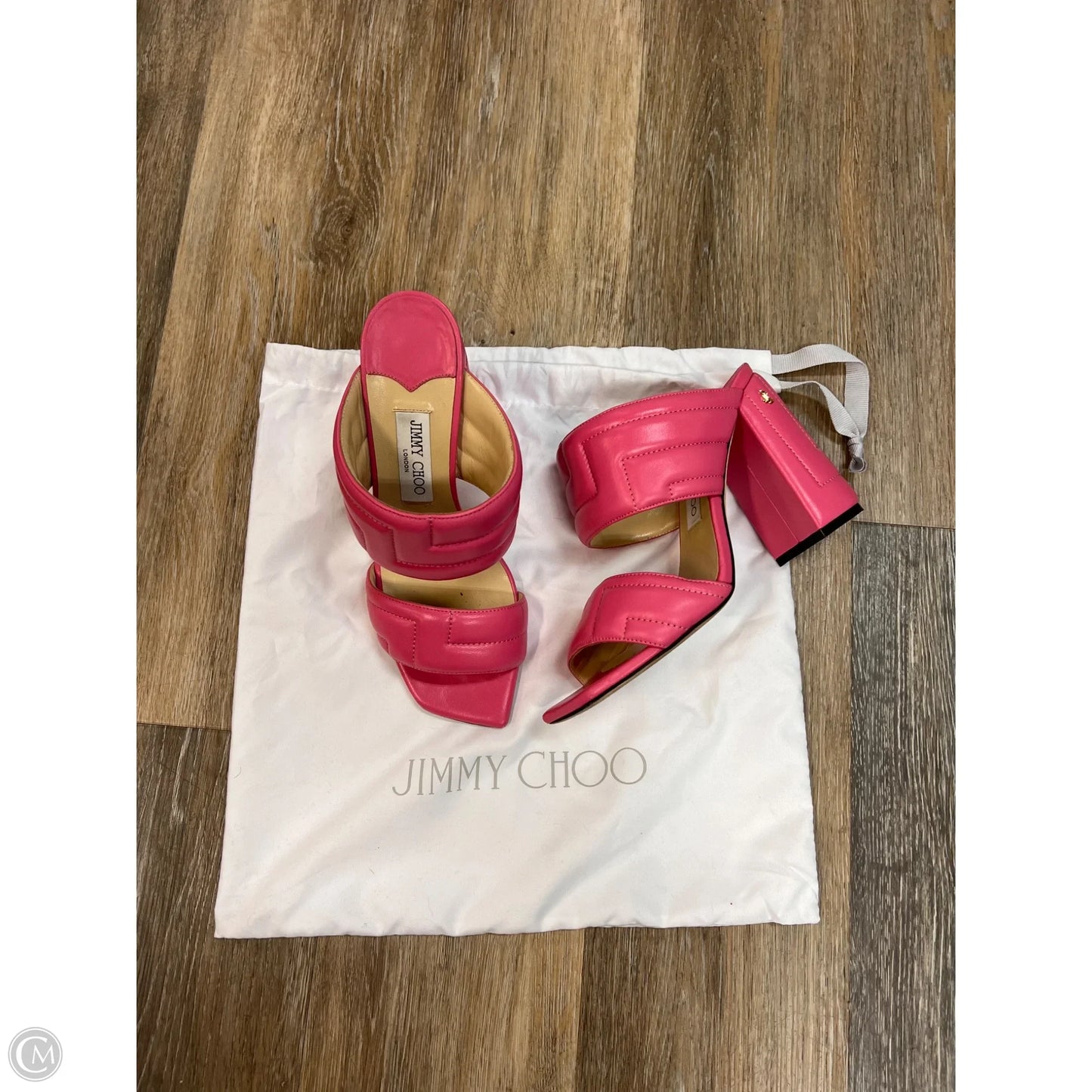 Sandals Luxury Designer By Jimmy Choo In Pink, Size: 9.5