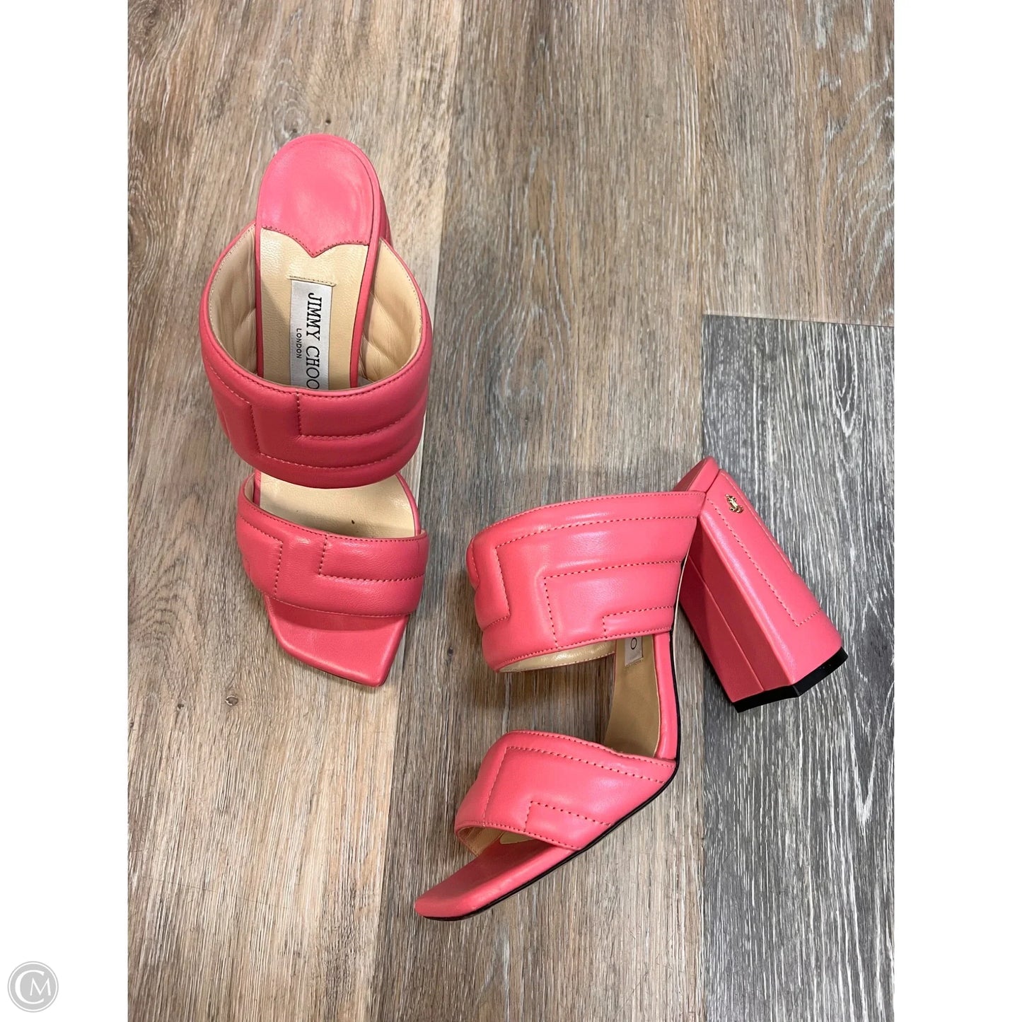 Sandals Luxury Designer By Jimmy Choo In Pink, Size: 9.5