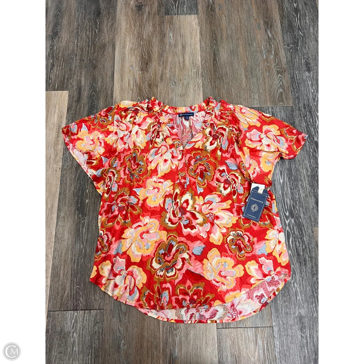 Blouse Short Sleeve By Democracy In Red, Size: L