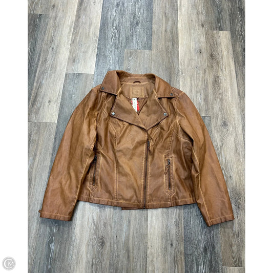 Jacket Moto By Max Studio In Tan, Size: 2x