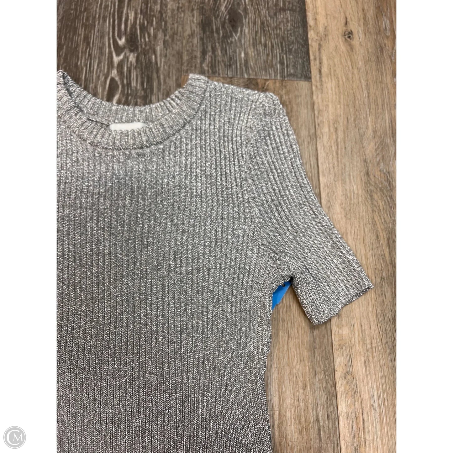 -Sweater Short Sleeve By H&m In Silver, Size: S