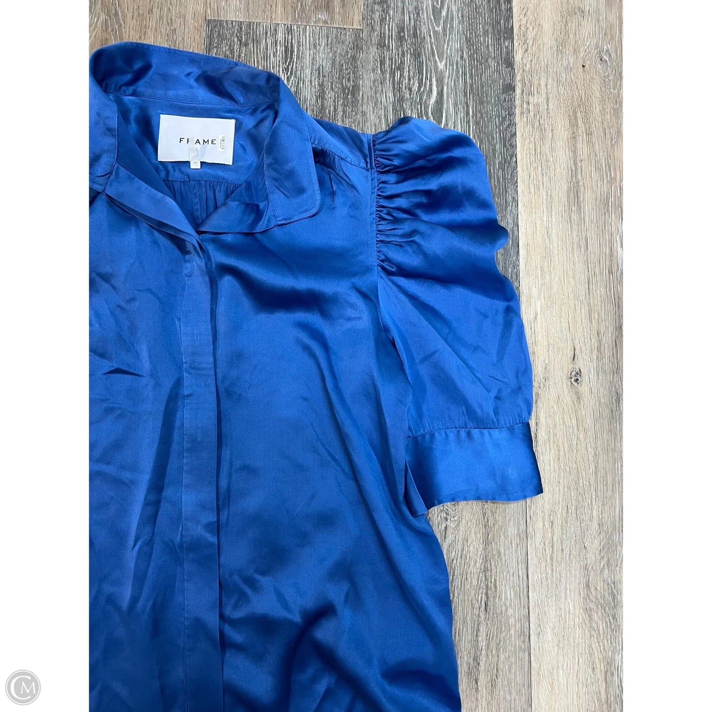 Blouse Short Sleeve By Frame In Blue, Size: S