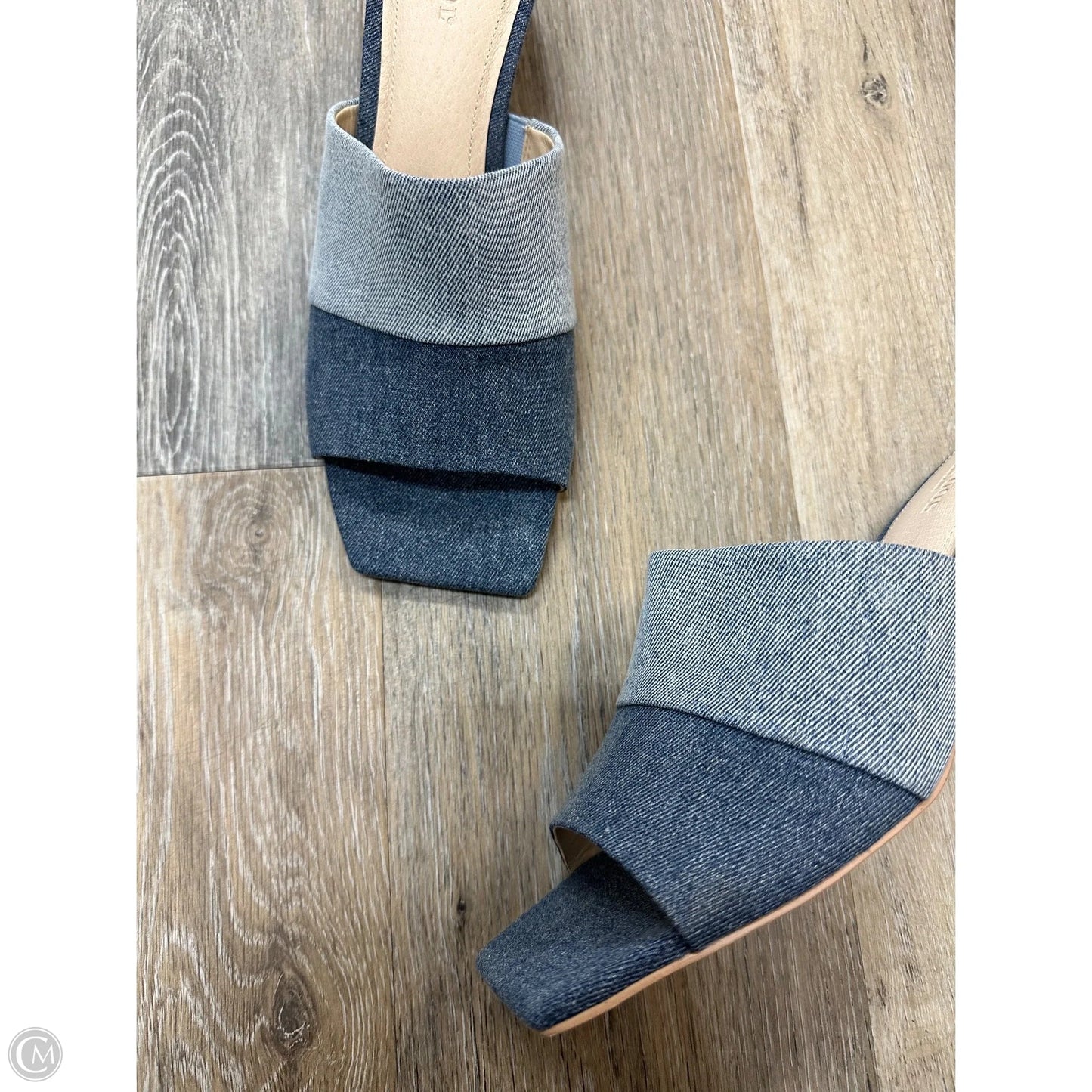 Sandals Heels Kitten By Liverpool In Blue Denim, Size: 10