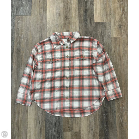 -Blouse Long Sleeve By American Eagle In Plaid Pattern, Size: Xl