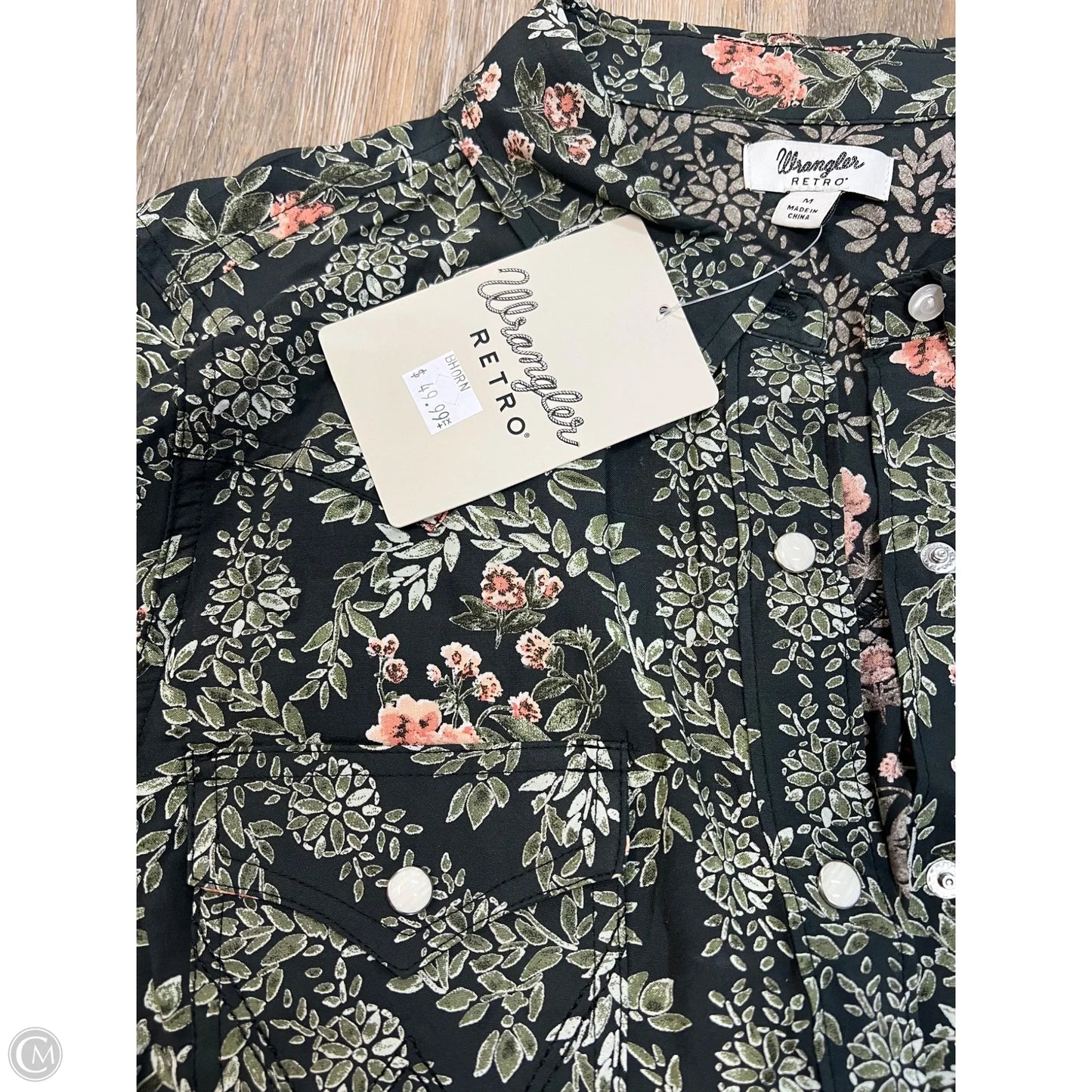 -Blouse Long Sleeve By Wrangler In Floral Print, Size: M