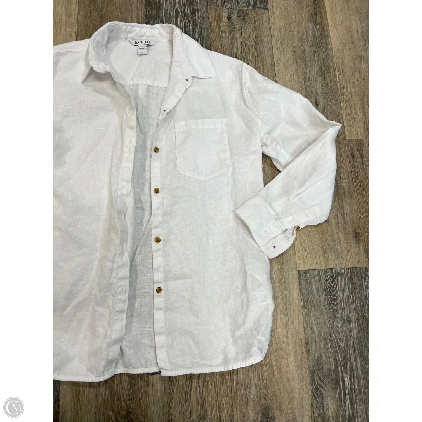 Blouse Long Sleeve By Athleta In White, Size: M